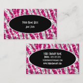 Glitz Zebra Pink Black Oval Visitenkarte (Vorne/Hinten)