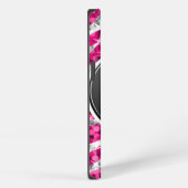 Glitz Zebra Pink Monogramm schwarz iPhone Hülle (Rechte Seite)