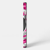 Glitz Zebra Pink Monogramm schwarz iPhone Hülle (Linke Seite)
