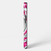 Glitz Zebra Pink Print Monogramm Silber iPhone Hülle (Linke Seite)