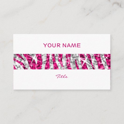 Glitz Zebra Pink Streifen weiß Rücken Visitenkarte (Vorderseite)