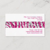 Glitz Zebra Pink Strip Visitenkarte weiß (Rückseite)