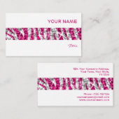 Glitz Zebra Pink Strip Visitenkarte weiß (Vorne/Hinten)