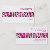 Glitz Zebra Pink Strip Visitenkarte weiß (Vorne/Hinten)