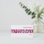 Glitz Zebra Pink Strip Visitenkarte weiß (Stehend Vorderseite)