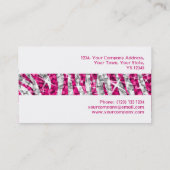 Glitz Zebra Pink Strip Visitenkarte weiß (Rückseite)