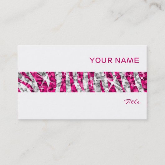 Glitz Zebra Pink Strip Visitenkarte weiß (Vorderseite)
