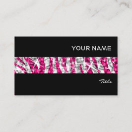 Glitz Zebra Pink Stripe Visitenkarte schwarz