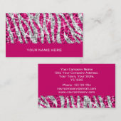 Glitz Zebra Pink Visitenkarte pink (Vorne/Hinten)