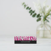 Glitz Zebra Pink Visitenkarte schwarz (Stehend Vorderseite)
