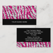 Glitz Zebra Pink Visitenkarte schwarz (Vorne/Hinten)