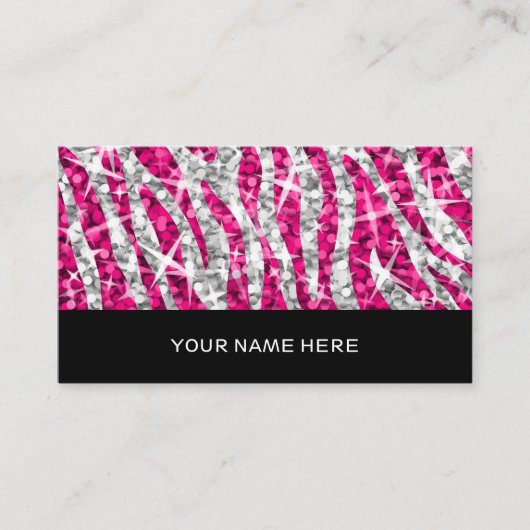 Glitz Zebra Pink Visitenkarte schwarz (Vorderseite)