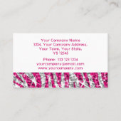 Glitz Zebra Pink Visitenkarte weiß (Rückseite)