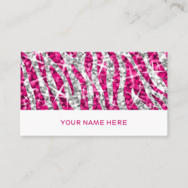 Glitz Zebra Pink Visitenkarte weiß