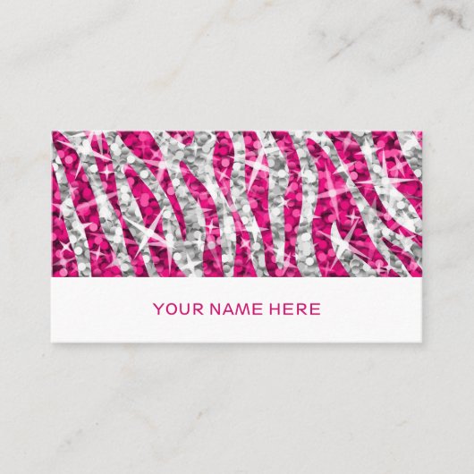 Glitz Zebra Pink Visitenkarte weiß (Vorderseite)