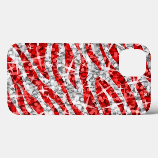 Glitz Zebra Red iPhone Case (Rückseite (Horizontal))