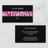 Glitz Zebra Rosa schwarzer Streifen Visitenkarte (Vorne/Hinten)