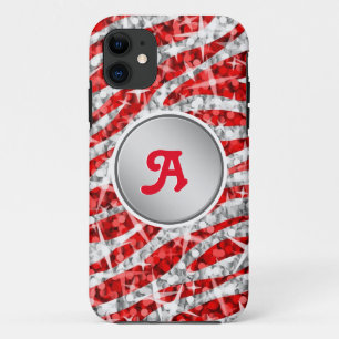 Glitz Zebra Rotes Monogramm iPhone "silber" Case-Mate iPhone Hülle