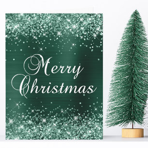 Glitzende grüne Folie Frohe Weihnachten Karte