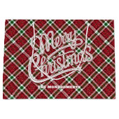 Glitzende Weihnachts-Kariert Große Geschenktüte (Vorderseite)