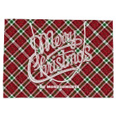 Glitzende Weihnachts-Kariert Große Geschenktüte (Rückseite)