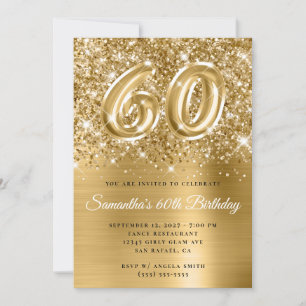 Glitzender Gold-Glamour 60. Geburtstag Einladung