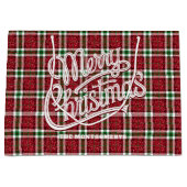 Glitzendes Weihnachts-Karomuster Große Geschenktüte (Vorderseite)
