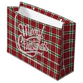 Glitzendes Weihnachts-Karomuster Große Geschenktüte (Vorderseite Schrägansicht)