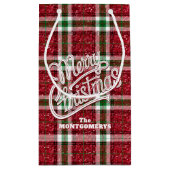 Glitzendes Weihnachts-Karomuster Kleine Geschenktüte (Rückseite)