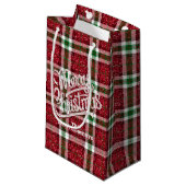 Glitzendes Weihnachts-Karomuster Kleine Geschenktüte (Vorderseite Schrägansicht)