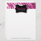 Glitzer311 zebra-Rosa Briefkopf (Vorne/Hinten)