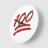 Glitzer 100 Emoji Runde Wanduhr (Winkel)