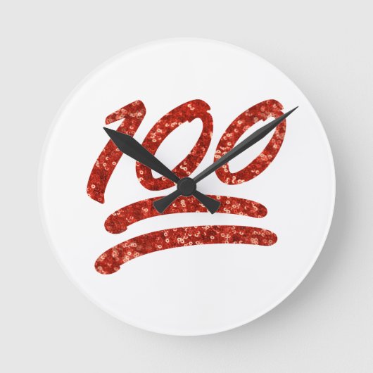 Glitzer 100 Emoji Runde Wanduhr (Vorderseite)