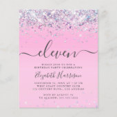 Glitzer 11. Geburtstagspartei Einladung (Vorderseite)