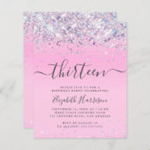 Glitzer 13. Geburtstagspartei Einladung (Vorne/Hinten)