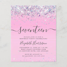 Glitzer 17. Geburtstagspartei Einladung