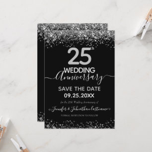 Glitzer 25. Hochzeitstag Einladung
