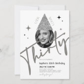 Glitzer 30. Geburtstag Einladung mit Foto (Vorderseite)