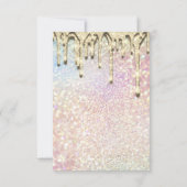 Glitzer 3D Brautparty Sweet 16. Gold Holograph Einladung (Rückseite)