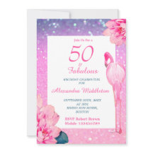 Glitzer 50 Fabulous Flamingo Pink Flora Geburtstag