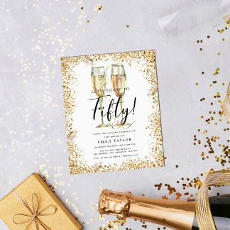 Glitzer 50. Geburtstagspartei Einladung Flyer