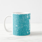 Glitzer 5 Sterne Aquamarin Blue Custom Monogram Be Kaffeetasse (Links)