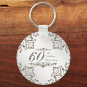 Glitzer 60. Diamond Wedding Anniversary Key Chain Schlüsselanhänger (Vorderseite)