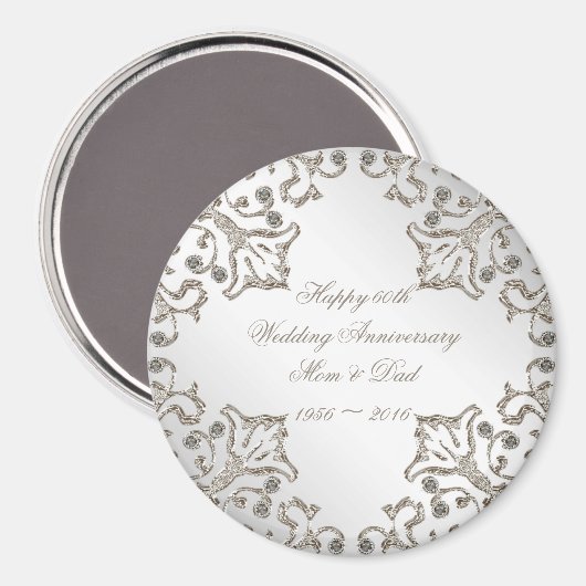 Glitzer 60. Diamond Wedding Anniversary Magnet (Vorderseite/Rückseite)