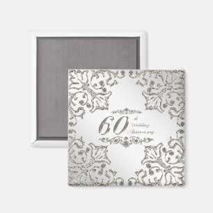 Glitzer 60. Diamond Wedding Anniversary Magnet