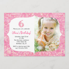 Glitzer-6. Geburtstags-Einladung Einladung