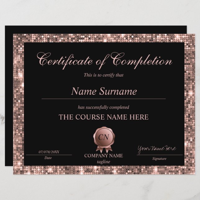 Glitzer-Abschlusszertifikat (Vorne/Hinten)