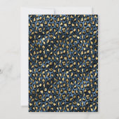 Glitzer Absolventenmütze, Glitzernde Blau Leopard Einladung (Rückseite)