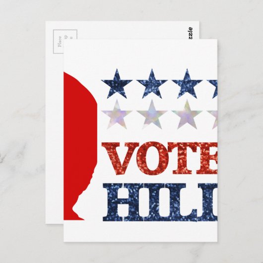 Glitzer-Abstimmung hillary Postkarte (Vorne/Hinten)