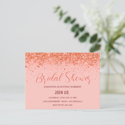 Glitzer abstrakt - Brautdusche Einladung (Stehend Vorderseite)